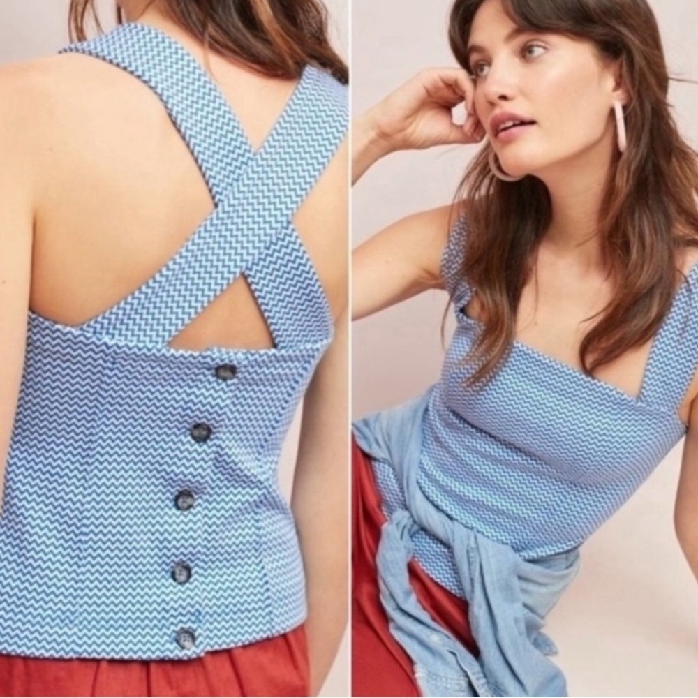 Maeve Stratton button and criss cross back top, XXS